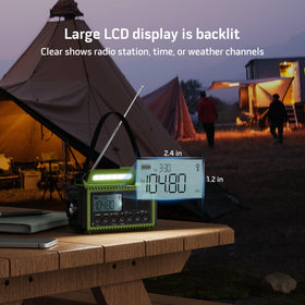 Mesqool LCD frequency display closeup for precise station selection