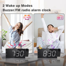 Mesqool projection alarm clock 7-inch LED display with adjustable brightness.