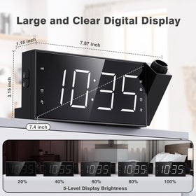 Mesqool projection alarm clock dual alarms for buzzer or radio.