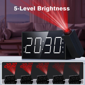 Mesqool projection alarm clock USB charging port for overnight device power.
