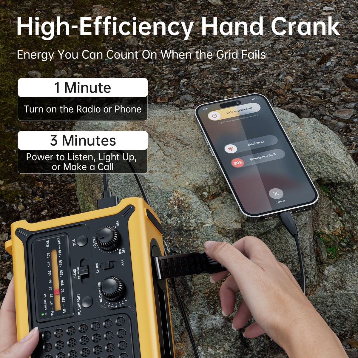 Mesqool held in hand to show compact scale and easy portability