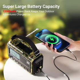 Mesqool top solar panel capturing sunlight to recharge battery during outdoor use