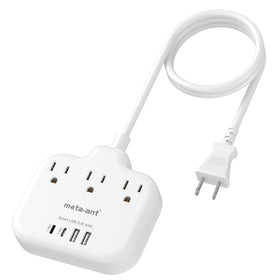 meta-ant 2-prong to 3-prong outlet adapter expanding a single outlet to three prongs