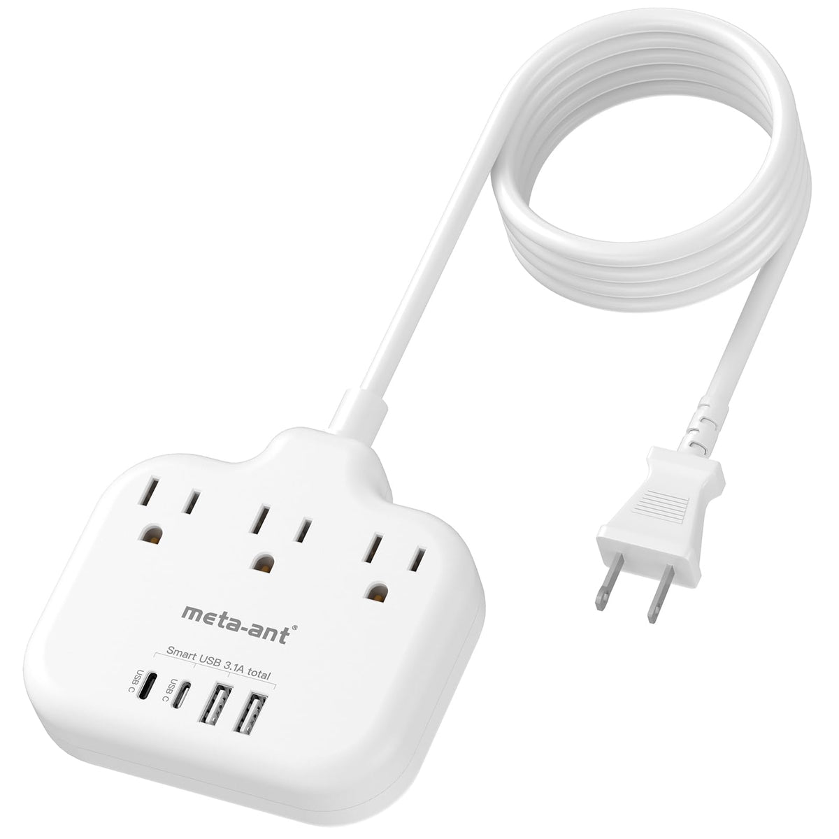 meta-ant 2-prong to 3-prong outlet adapter with three outlets for legacy plugs