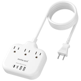 meta-ant 2-prong to 3-prong outlet adapter with three outlets for legacy plugs