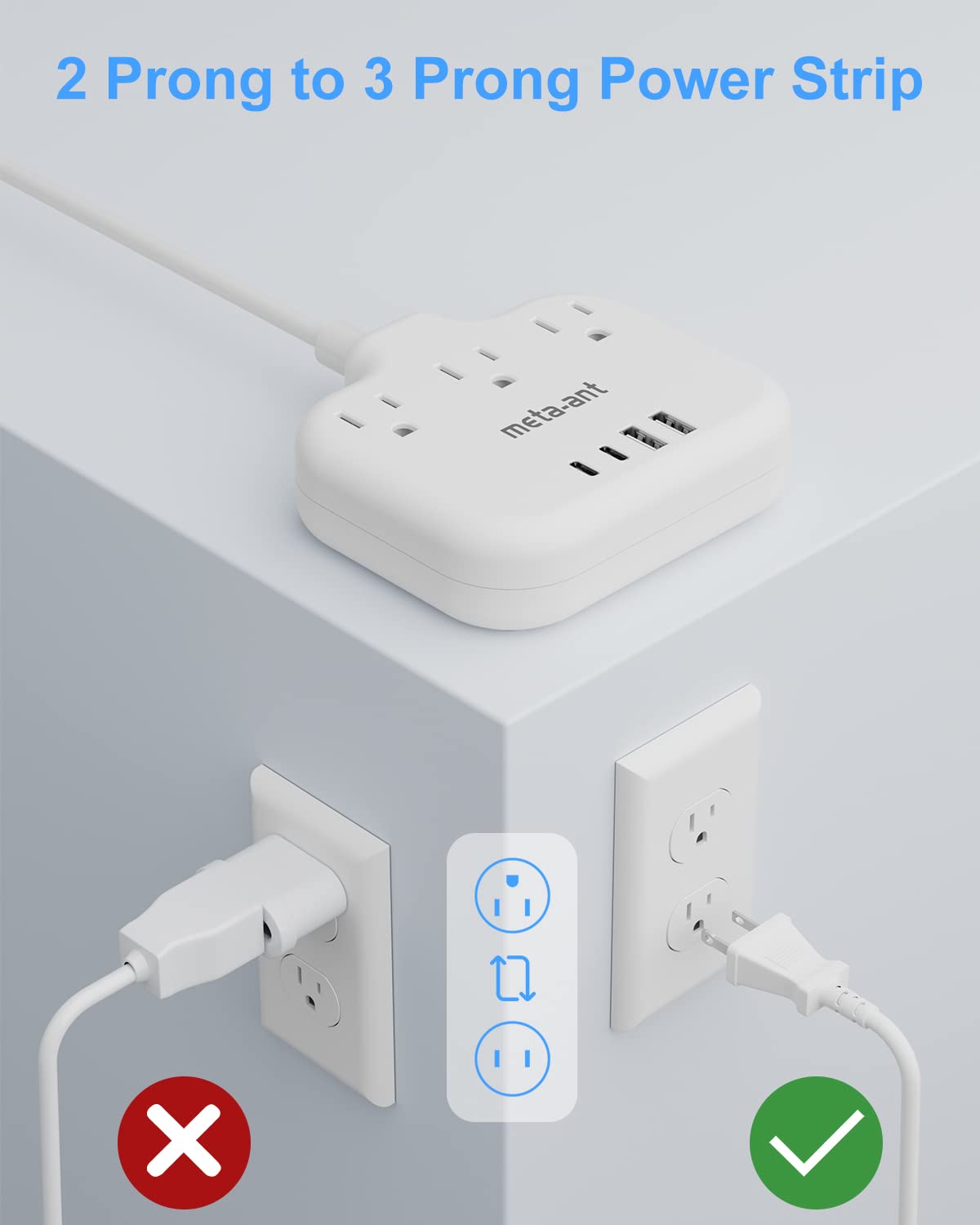 meta-ant 5ft extension cord ready to reach distant outlets