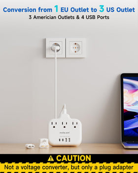 meta-ant top view of three AC outlets, lets you plug multiple chargers simultaneously