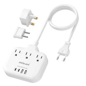 Meta-Ant European Travel Plug Adapter front view showing ports for easy on-the-go charging