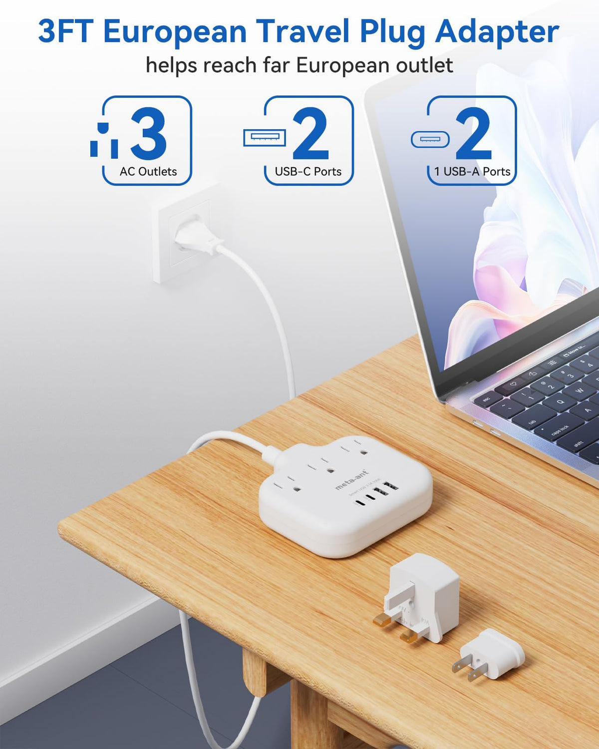 Meta-Ant adapter USB ports enable fast charging for devices