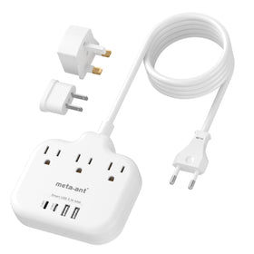 meta-ant front view showing plugs and outlets, easy multi-device power