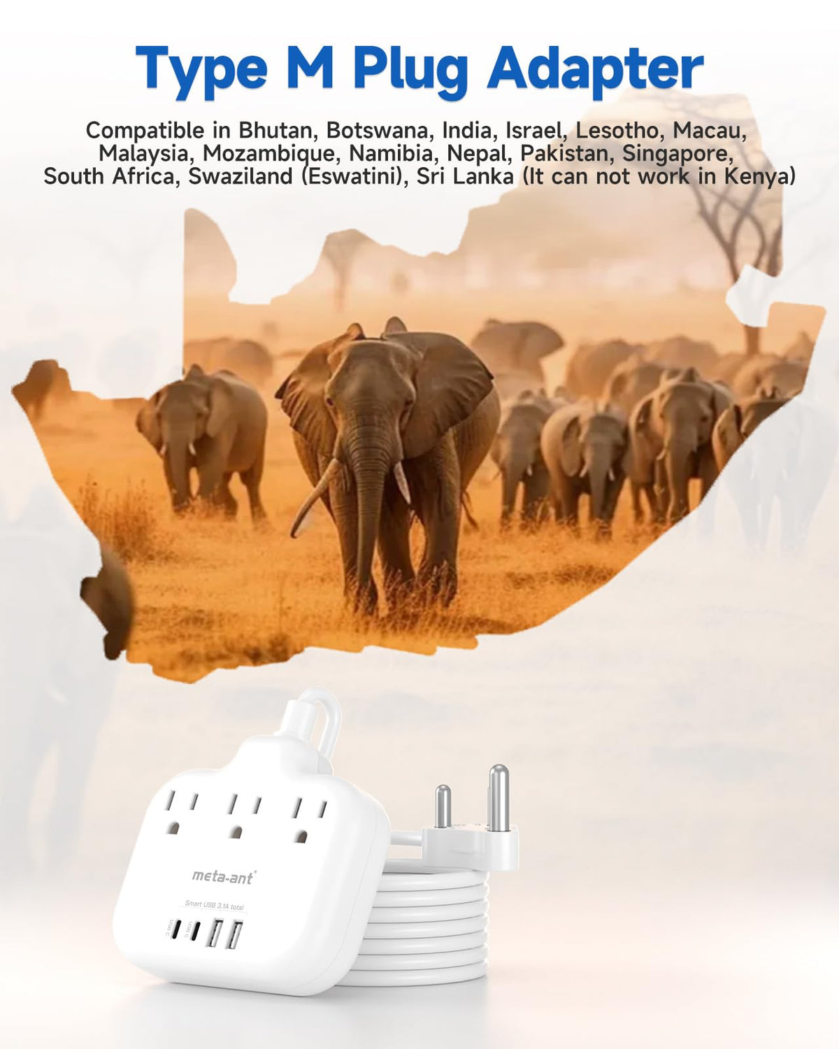 Meta-Ant global travel compatibility across 15 countries for adapters.