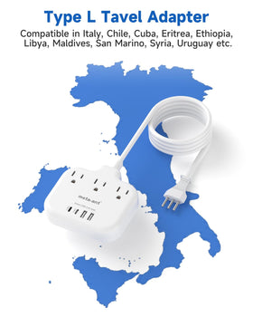 Meta-ant Italy travel plug adapter extension cord visible for centralized charging.