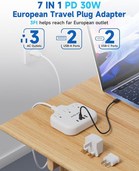 meta-ant in-use on a hotel desk powering laptop and phone for travel productivity