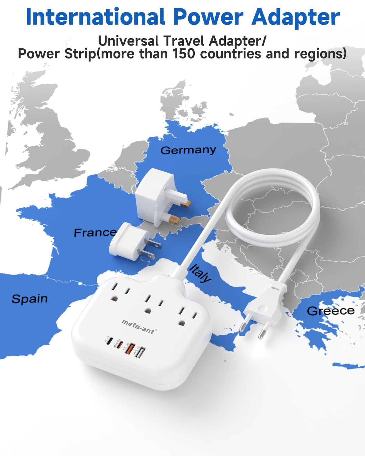meta-ant PD30W interchangeable plug types close-up for global compatibility