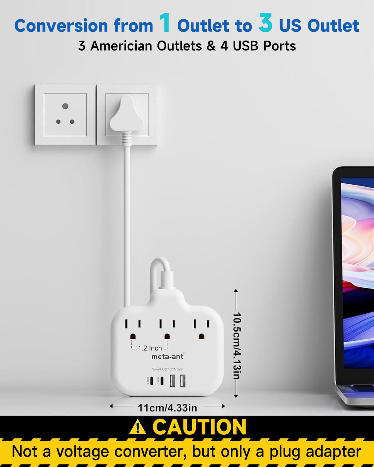 Meta-Ant USB-C fast charging ports support quick device charging.