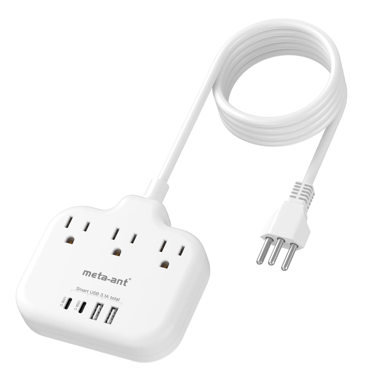 meta-ant Switzerland travel plug adapter Type J powering devices in Swiss outlets.