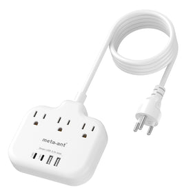 meta-ant thailand power adapter 3 us outlets and 4 usb ports for travel charging