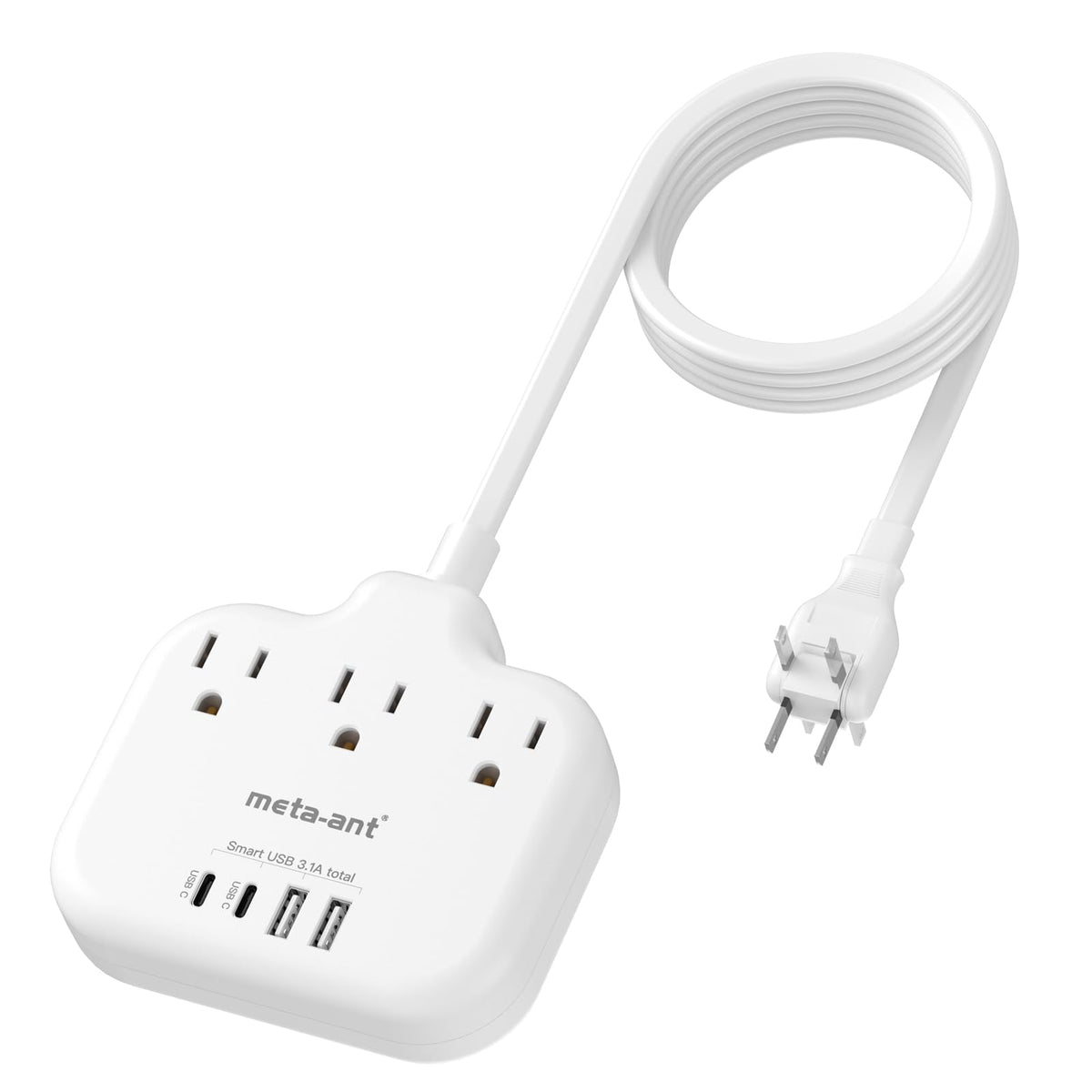 Meta-ant US-to-Japan adapter front view highlighting compact travel-friendly design