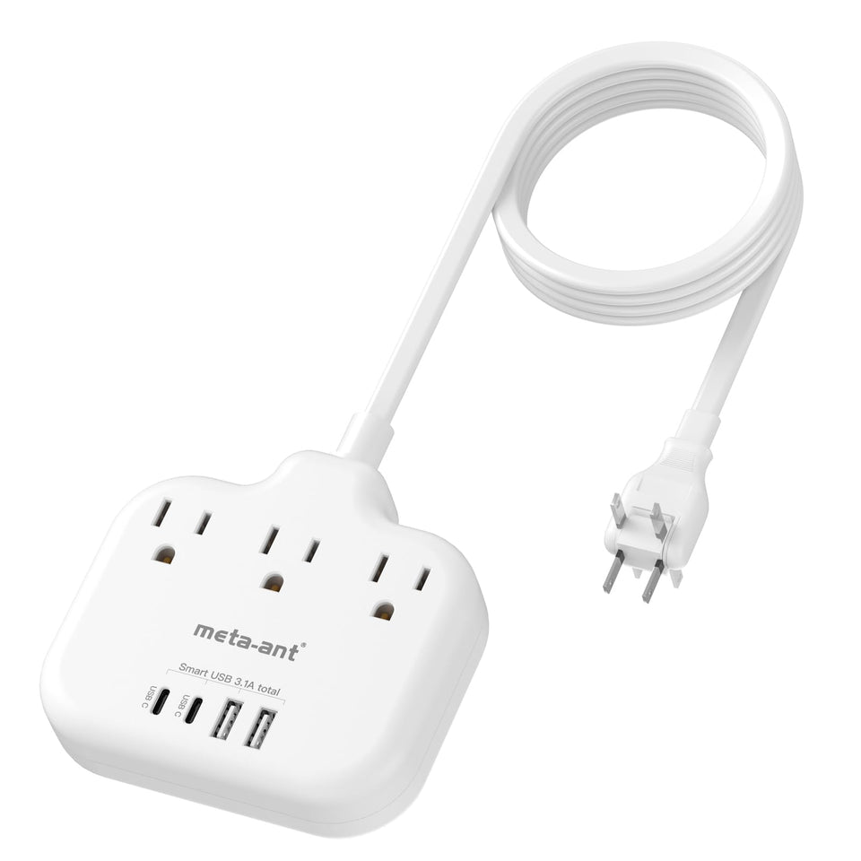 Meta-ant US-to-Japan adapter front view highlighting compact travel-friendly design