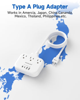 Meta-ant adapter side outlets for easy access to three sockets