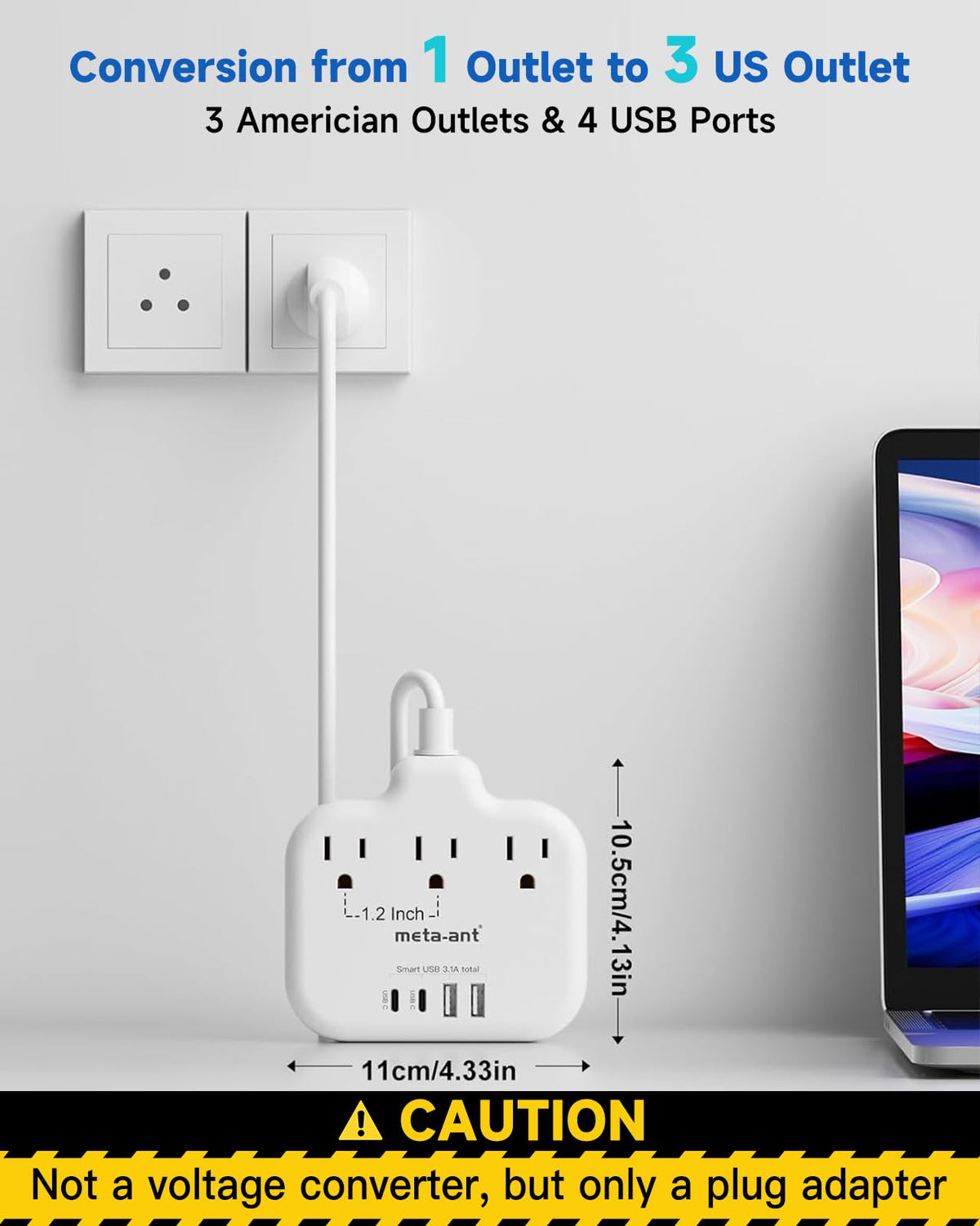 meta-ant us-to-thailand plug adapter travel friendly compact design