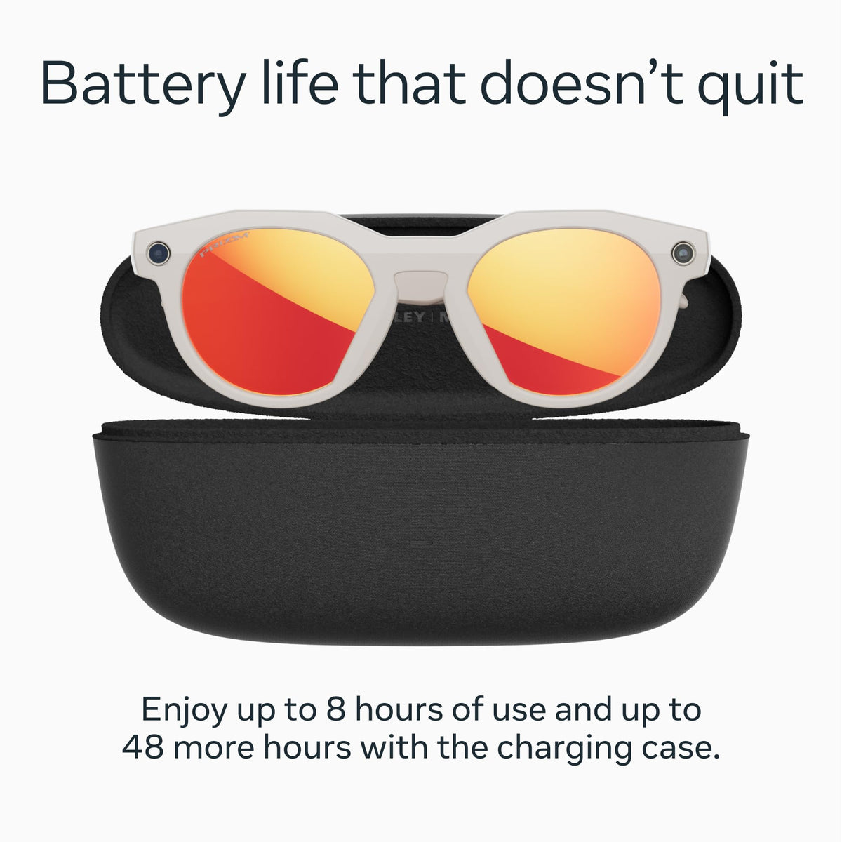 Oakley Meta HSTN battery life with charging case powers you on the go.