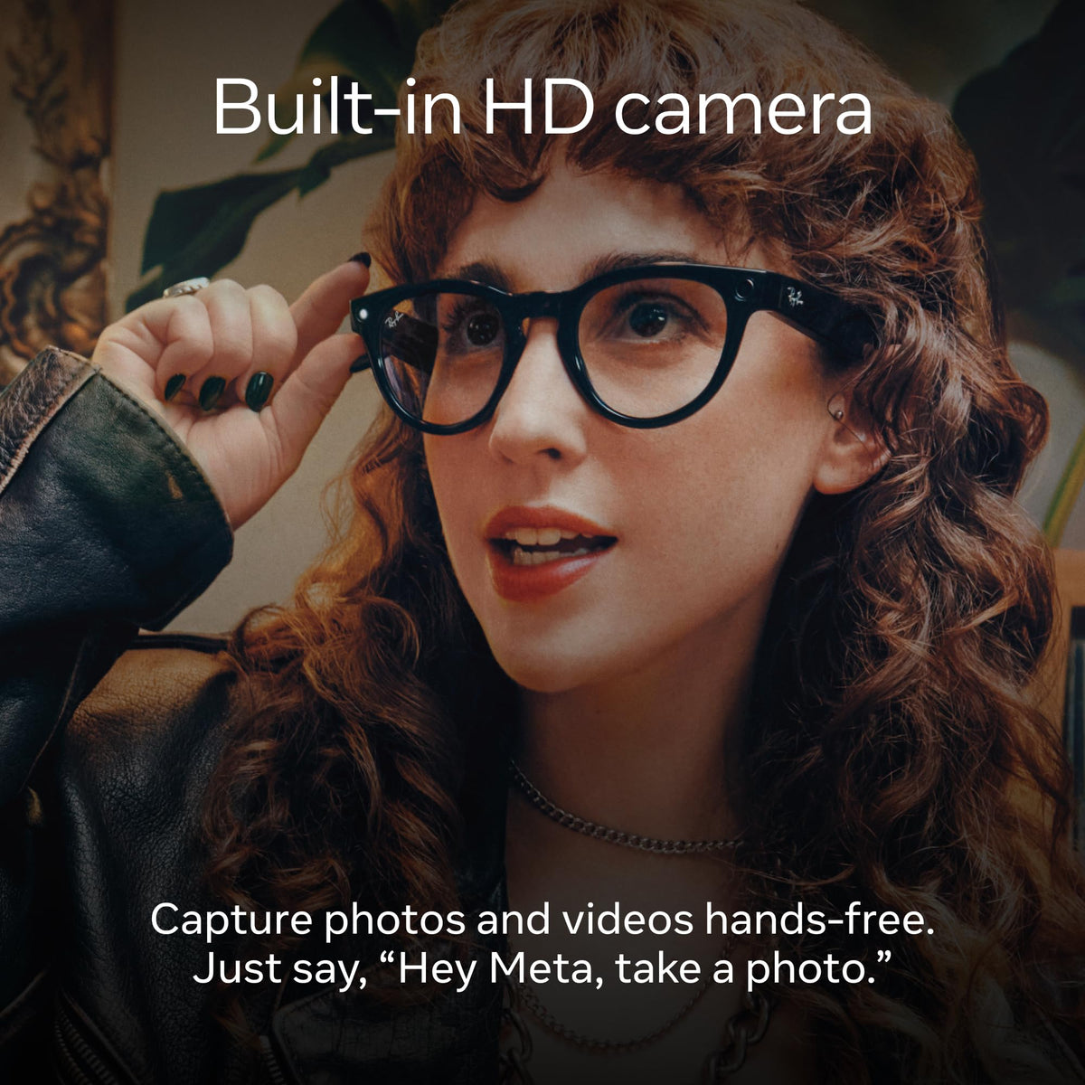 Meta Ray-Ban Gen 1 Wayfarer camera records photos and videos from your POV.