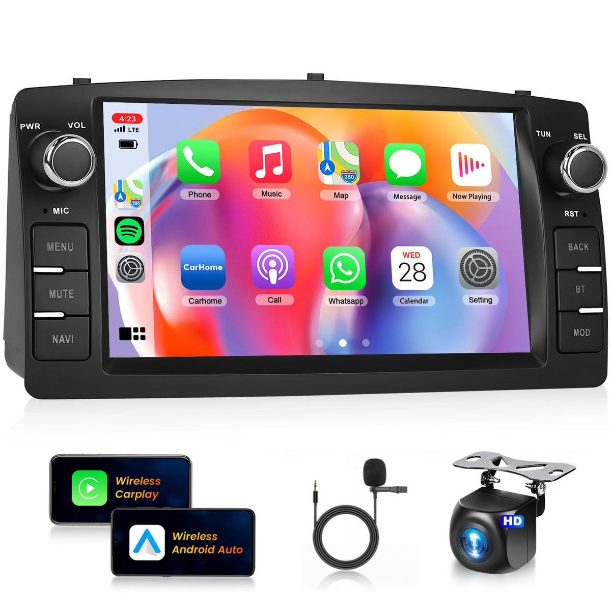 METEESER 4+64G car stereo dashboard display for Toyota Corolla E120/E130 improves navigation.