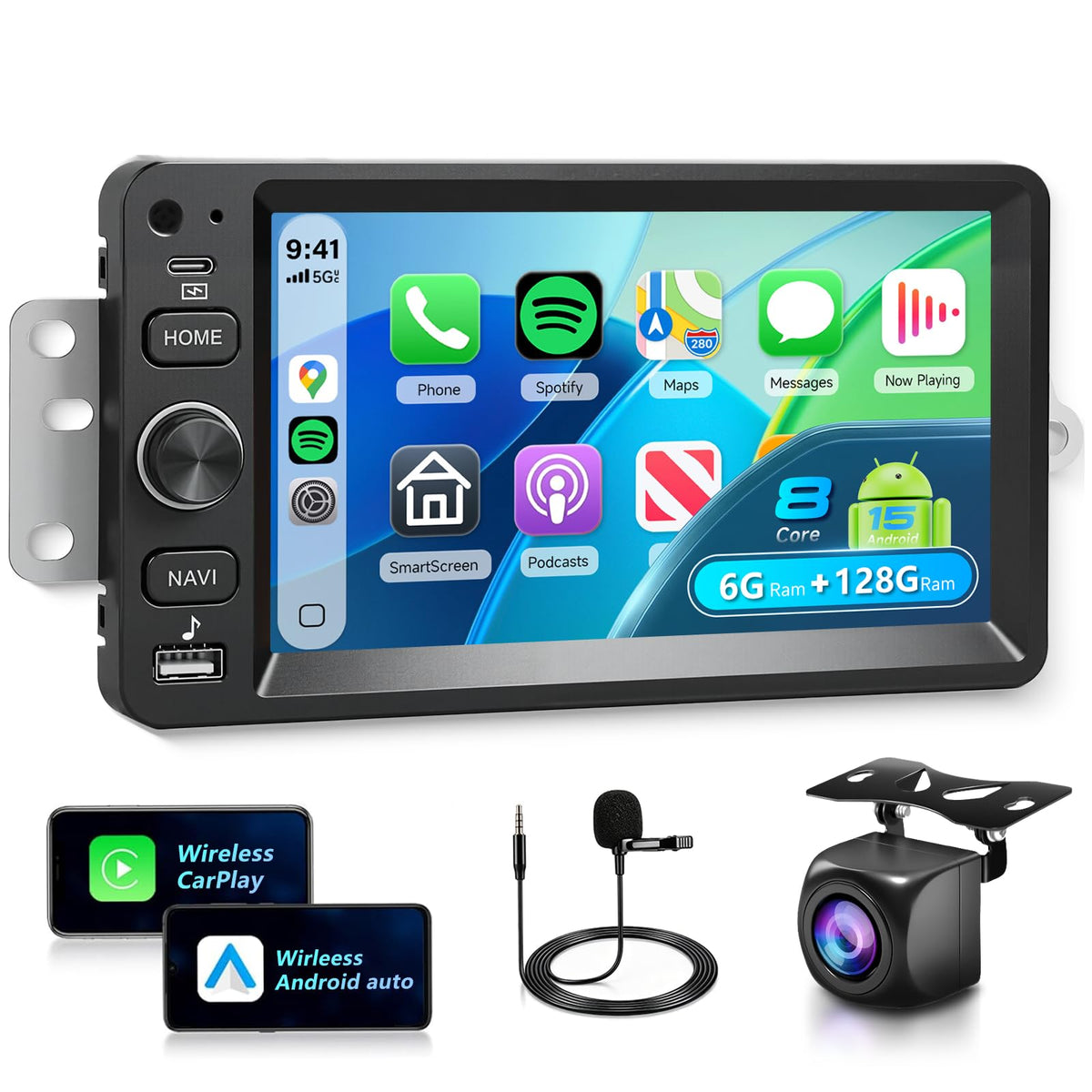 METEESER 8Core 6+128G car stereo front view enhances cabin multimedia