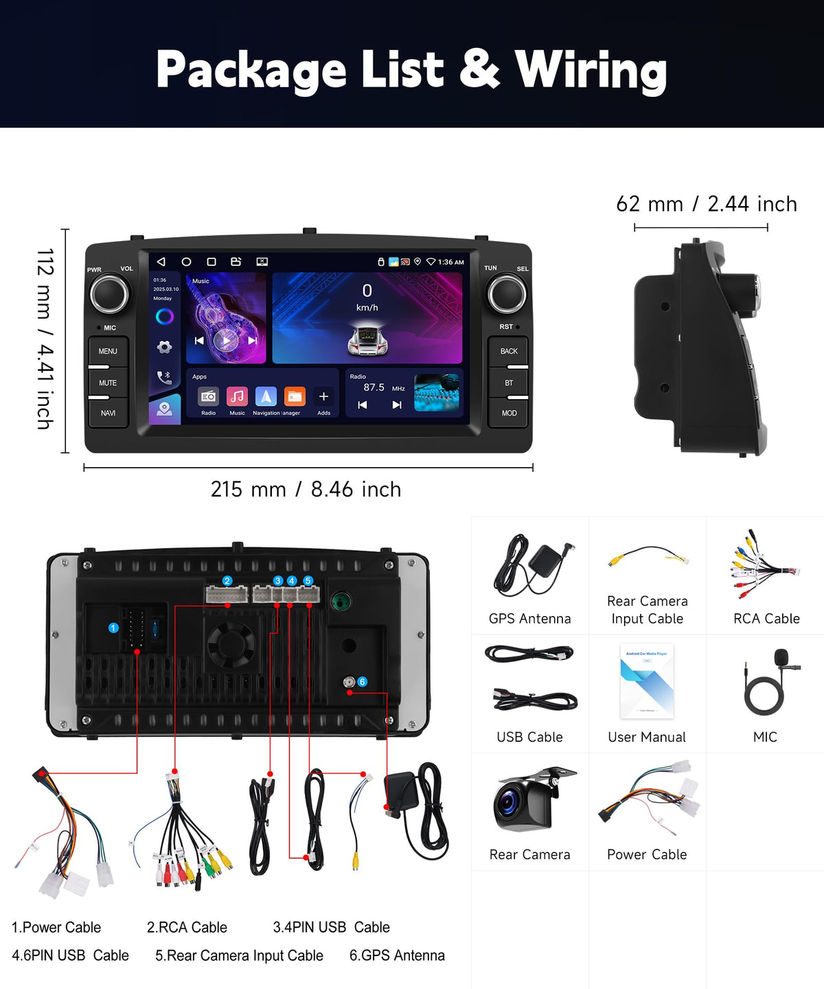 METEESER Bluetooth FM/RDS radio with external microphone for clear hands-free calls.