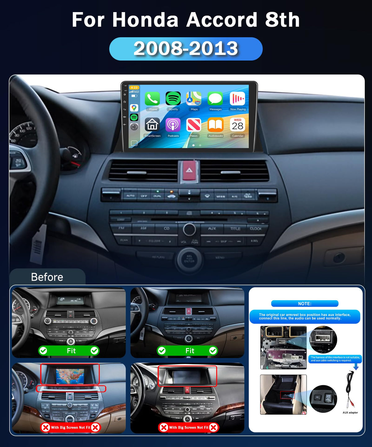 METEESER Android 15.0 car stereo with wireless CarPlay for easy mirroring.