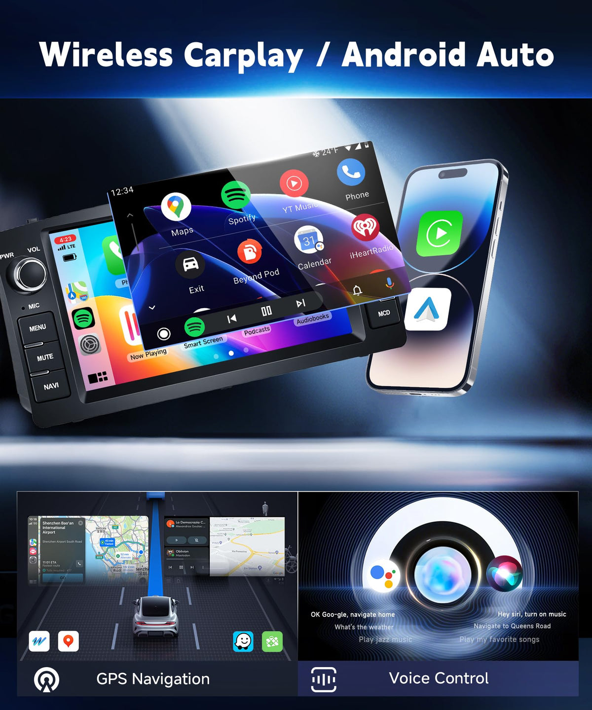 METEESER 7-inch IPS touchscreen display for Corolla with Android system, smooth interaction.
