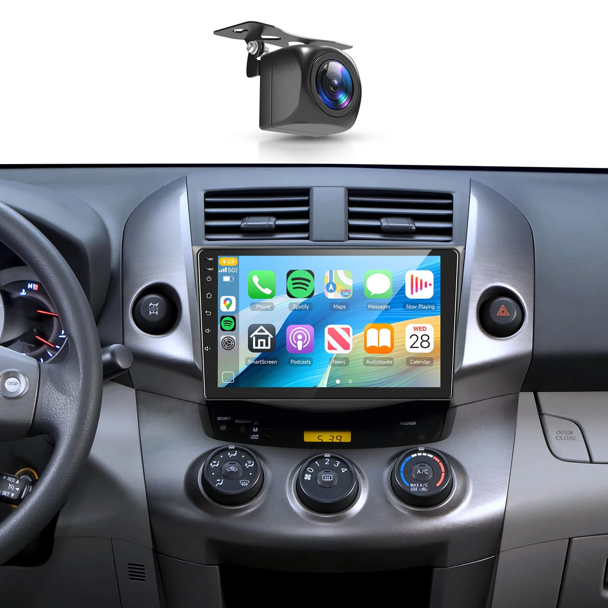 METEESER 9 inch dashboard display with 5G WiFi and Android 15 for Rav4