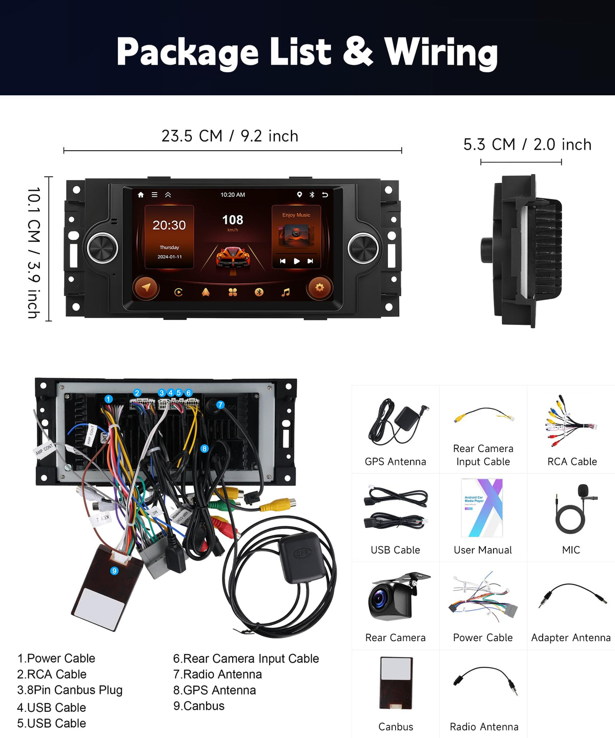 METEESER AHD rear camera for night vision parking