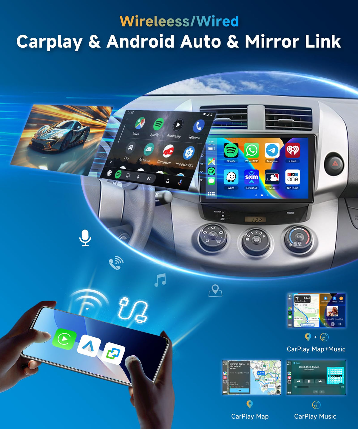 METEESER GPS navigation with offline and online maps for Rav4