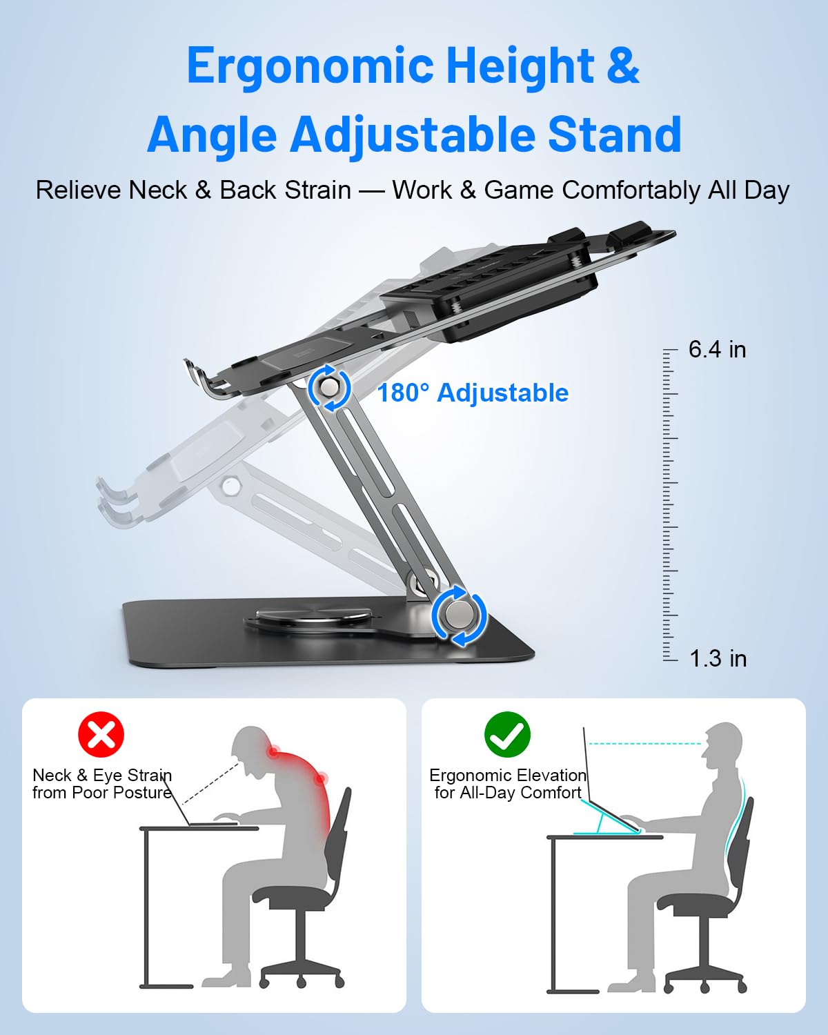 MetFut cooling pad with 360 rotation base adapts to desk orientation