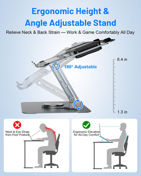 MetFut adjustable height and angle for ergonomic setup