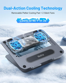MetFut cooling pad showing adjustable height and angle for ergonomic comfort