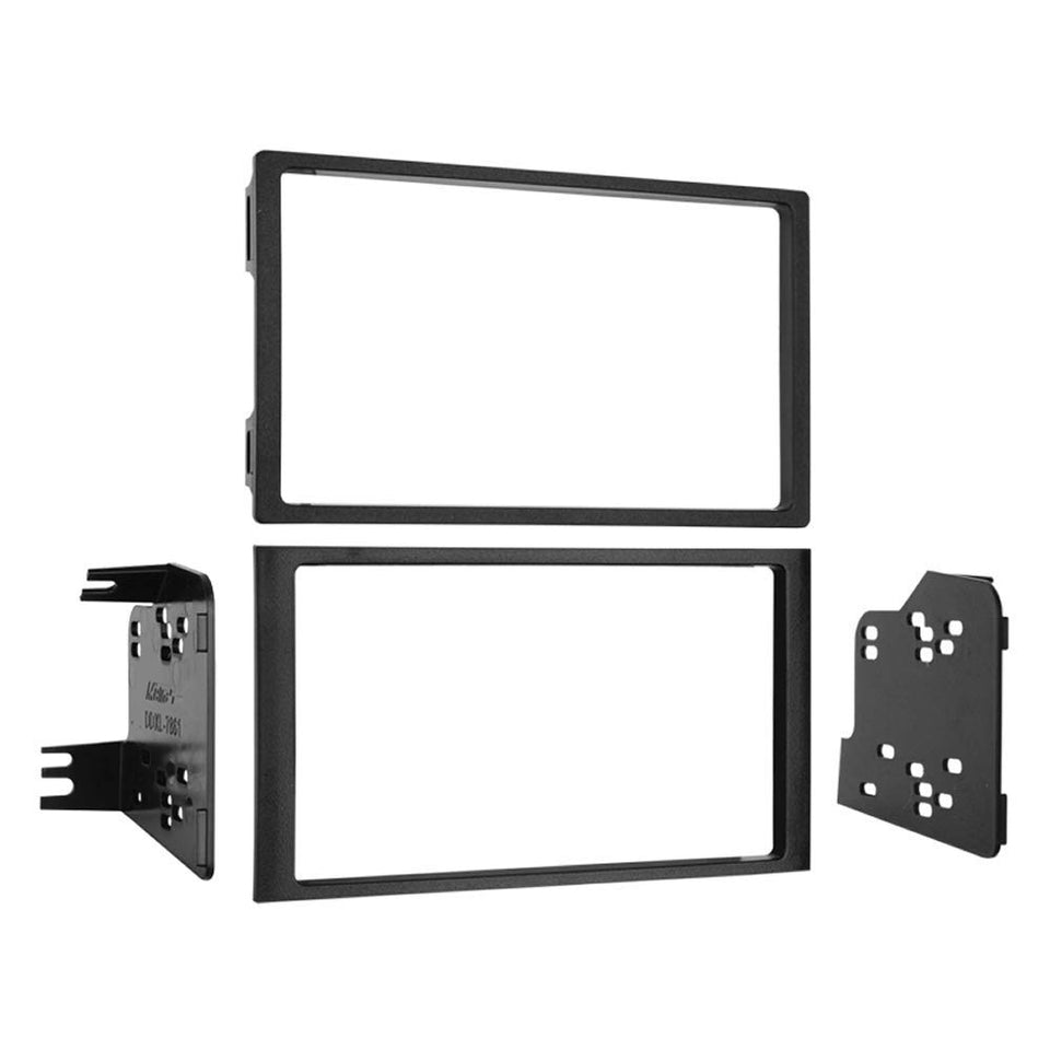 Metra dash kit front view showing clean double-DIN fit and factory-like finish