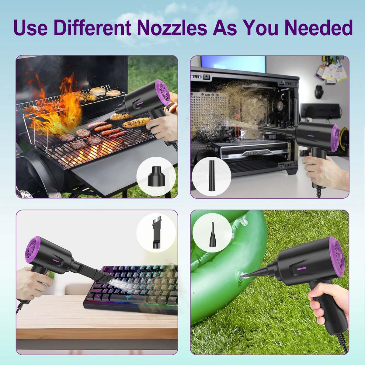 Meudeen Air Duster extended cord enables uninterrupted cleaning sessions from a distance