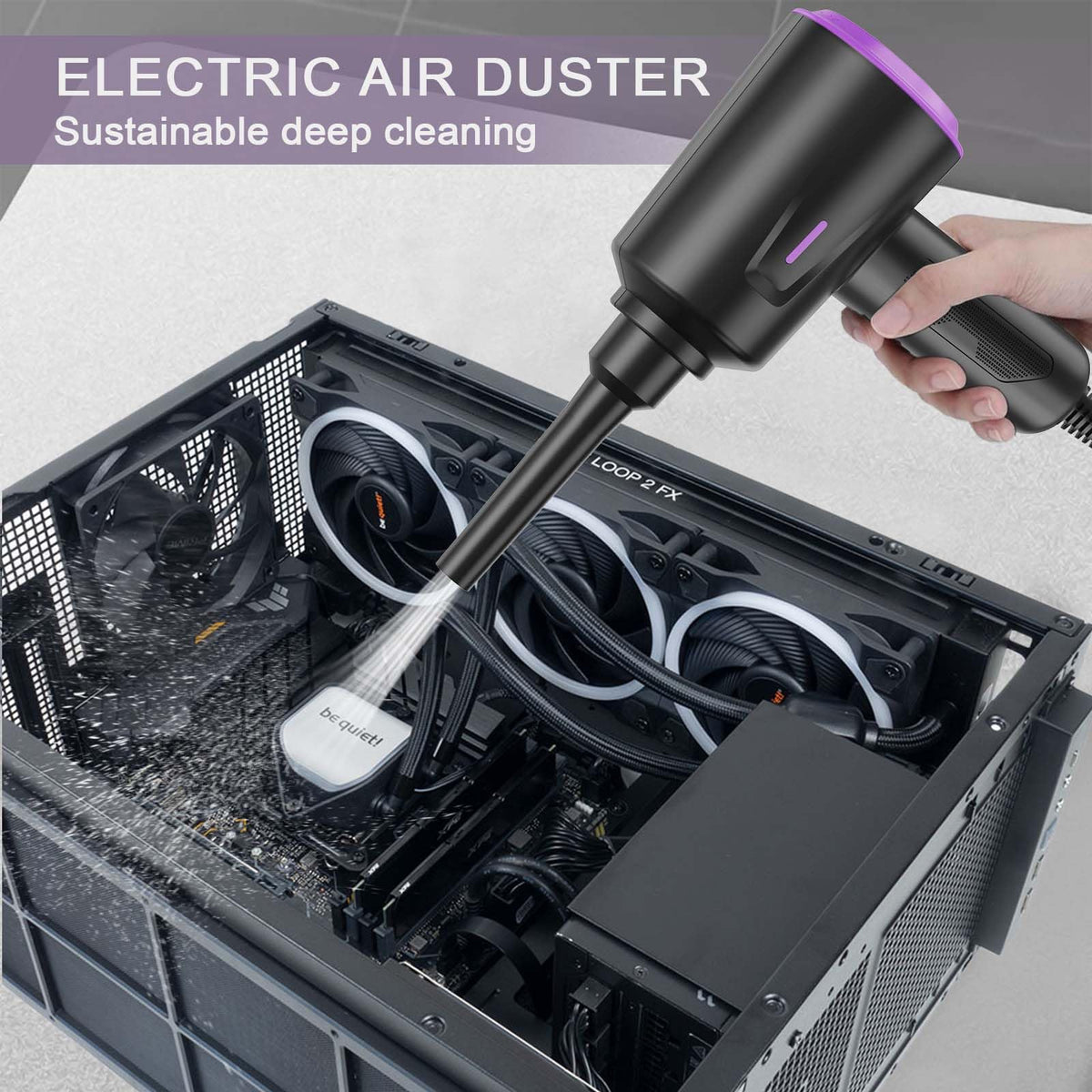 Meudeen Air Duster two-speed settings for versatile dusting on electronics