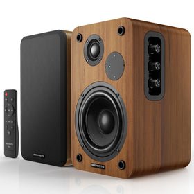 MEVOSTO Active Bookshelf speakers front view with compact design and robust sound.