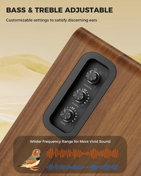 MEVOSTO stereo speakers offer versatile connectivity with RCA, AUX, and USB inputs.