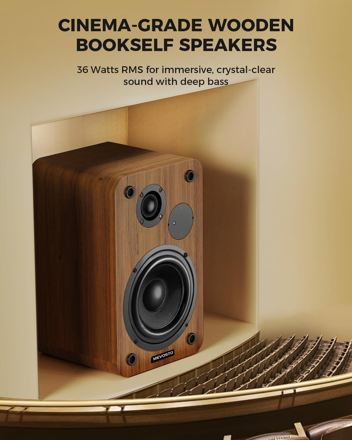 MEVOSTO silk dome tweeters close-up deliver crisp highs with clarity.