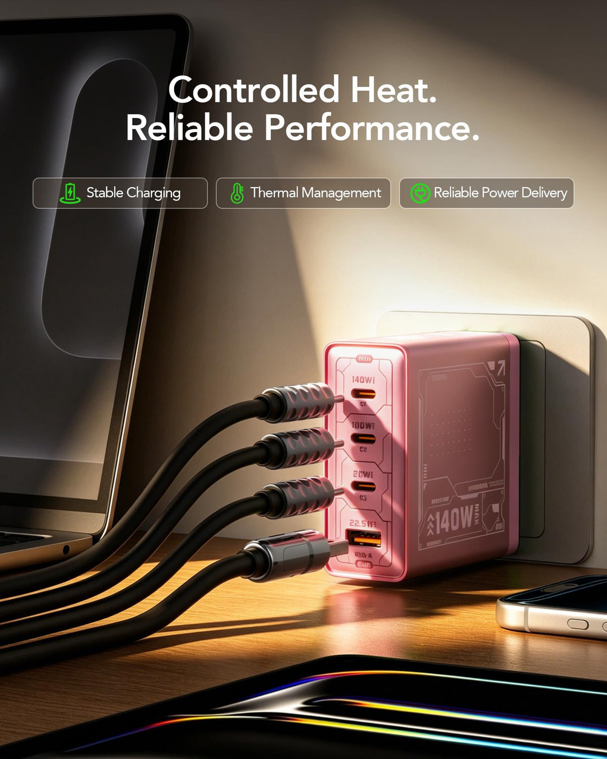 Pink MFish E-Rhino complements a sleek, portable setup