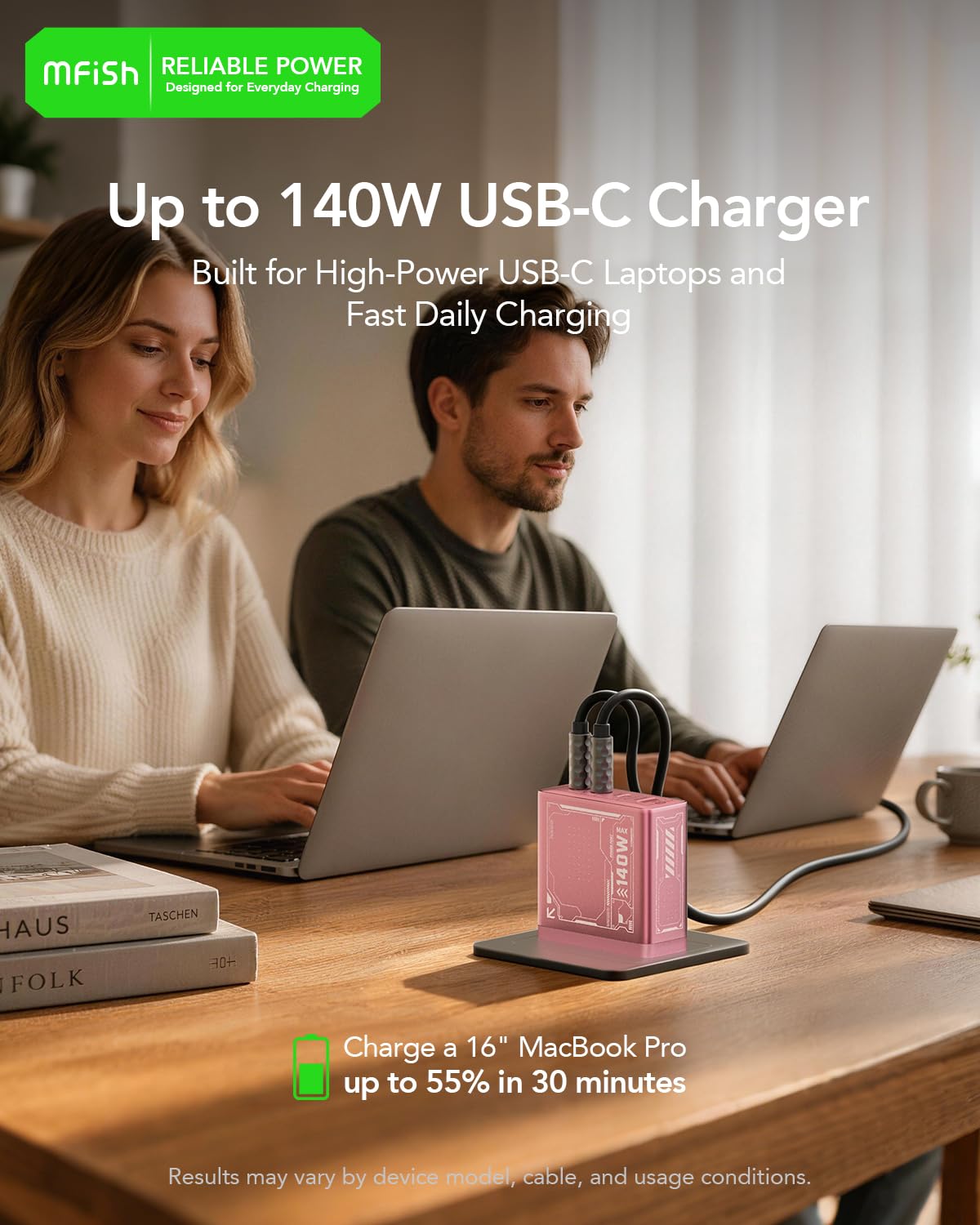 MFish E-Rhino 140W with 3 USB-C and 1 USB-A for multi-device charging