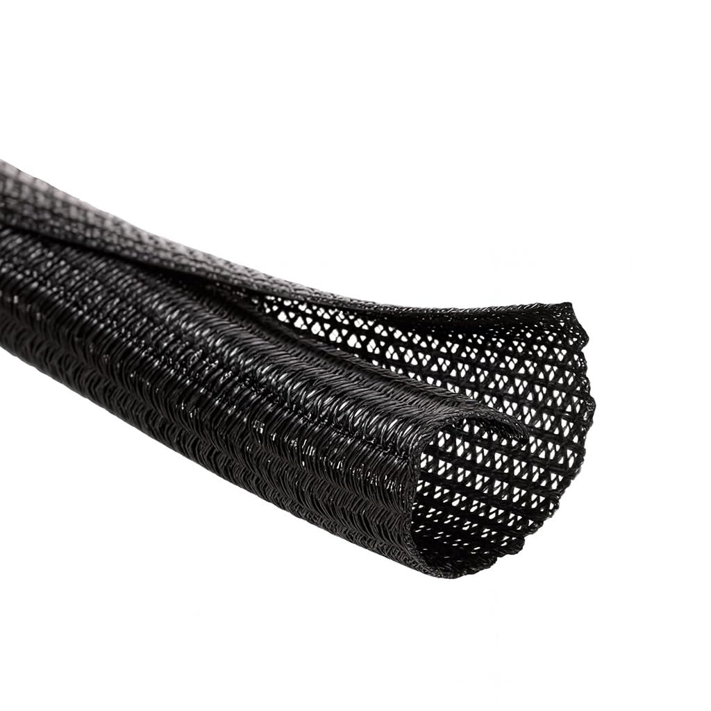MGI SpeedWare braided split-sleeve wire loom wraps wires for a clean automotive harness.