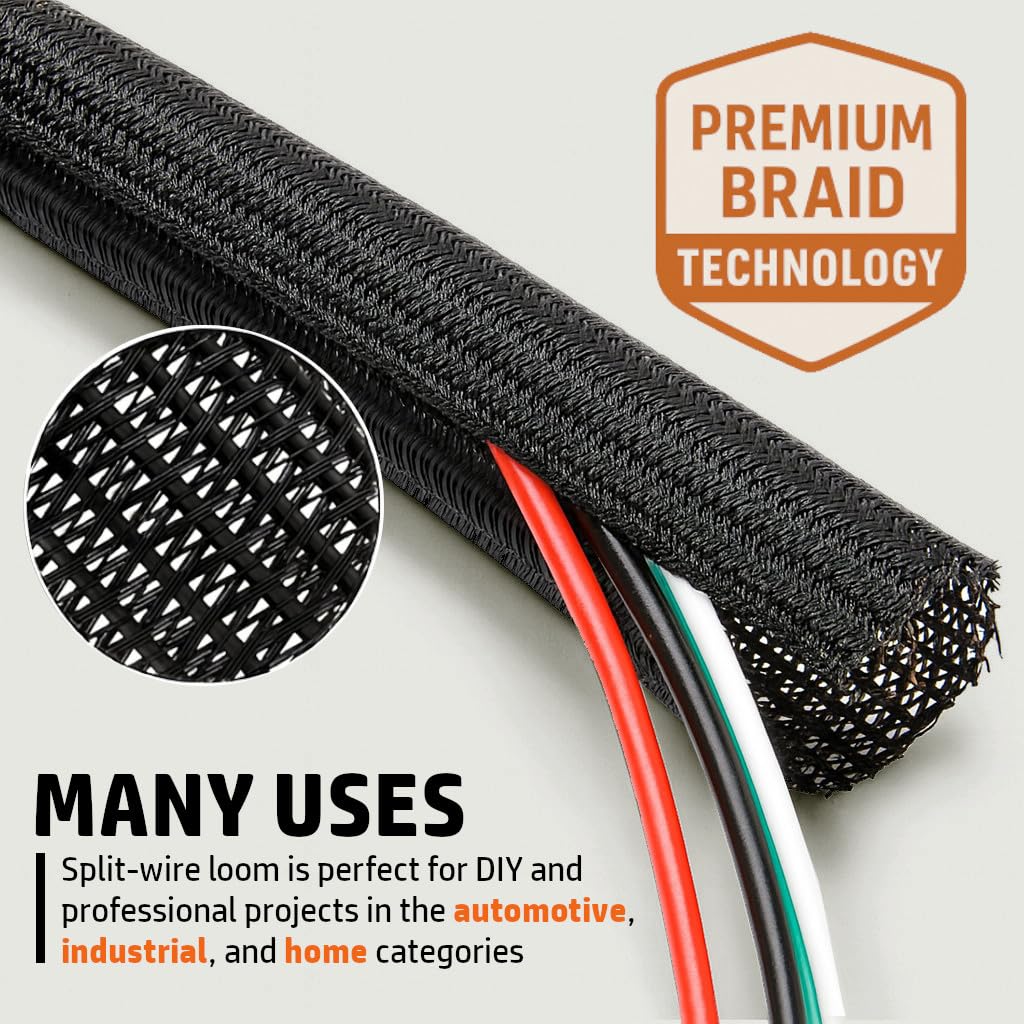 MGI SpeedWare 10 ft half-inch sleeve for long-run protection and tidy cable management.