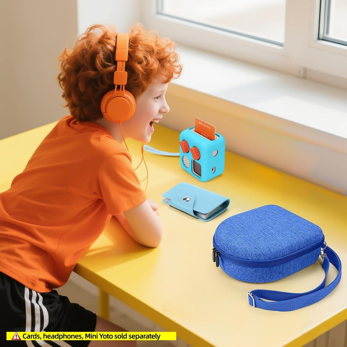 MGZNMTY case open with Yoto Mini and headphones neatly stored for easy access