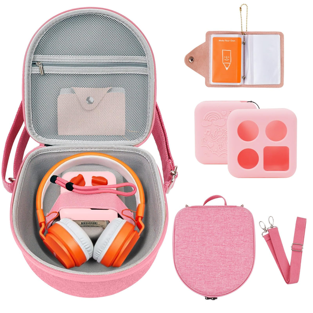 MGZNMTY front view of pink hard case showing compact travel-ready protection